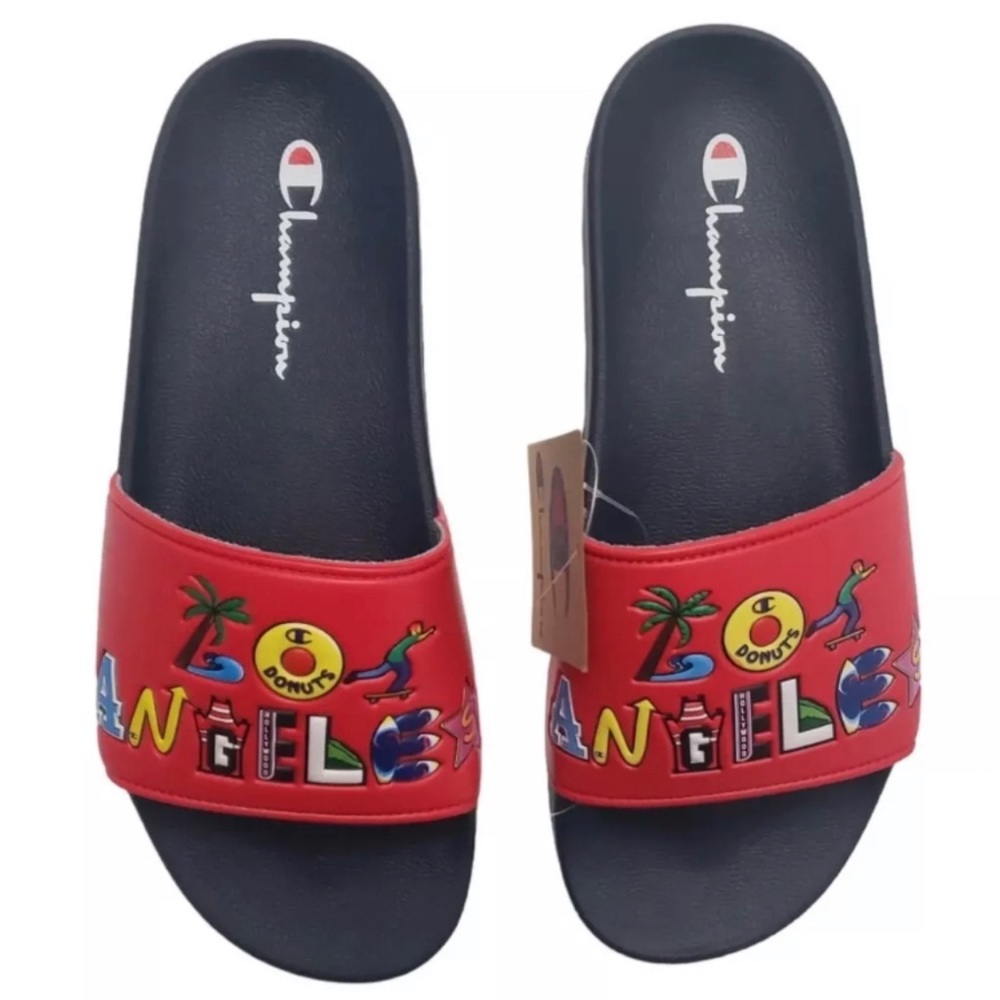 Champion IPO Men's sandals slides Los Angeles landmarks size 12 NWT Red